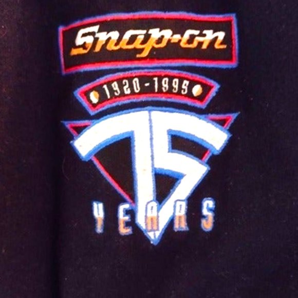 SNAP-ON 75th Anniv. Men's XL Black Wool & Leather Vintage Jacket ~ (1995) ~ EVC - Picture 3 of 14